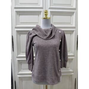 Adrienne Vittadini Womens Sweater Small, dusty rose, long sleeve, button accent